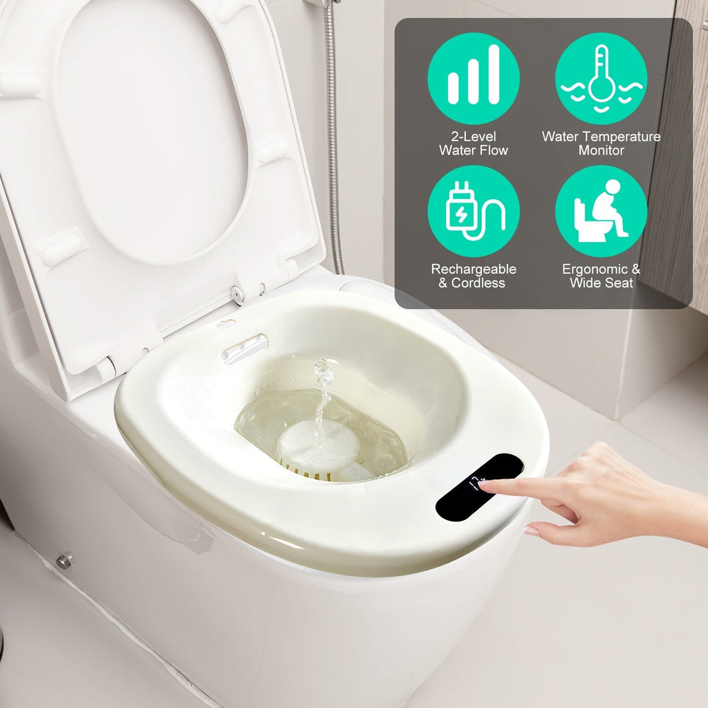 Electric Sitz Bath Tub with 2-Level Water Flow and Temperature Display – 1500mAh Battery