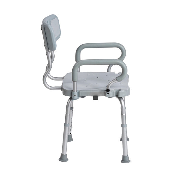 Drive PreserveTech 360° Swivel Bath Chair with Padded Armrests and Antimicrobial Protection – 350 lb, Model RTL12A001-GR