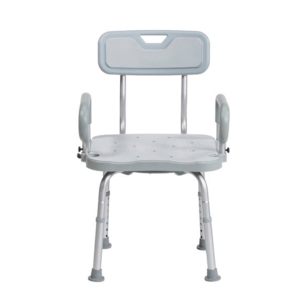 Drive PreserveTech 360° Swivel Bath Chair with Padded Armrests and Antimicrobial Protection – 350 lb, Model RTL12A001-GR