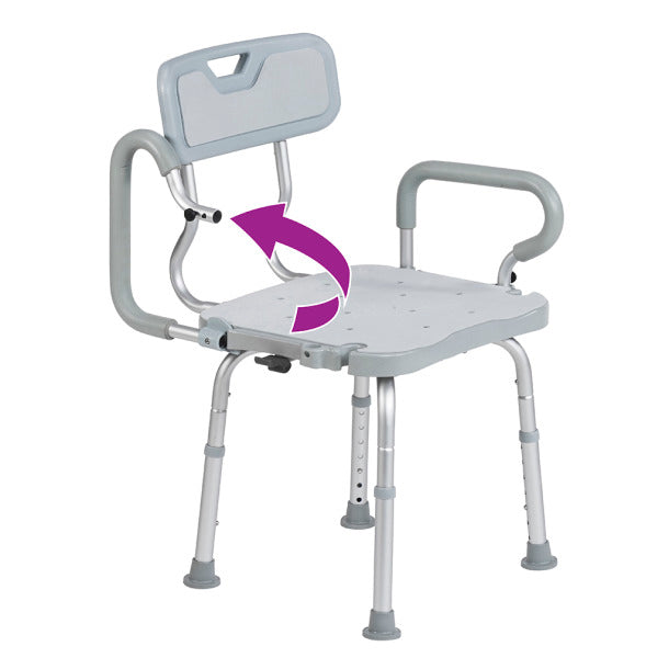 Drive PreserveTech 360° Swivel Bath Chair with Padded Armrests and Antimicrobial Protection – 350 lb, Model RTL12A001-GR