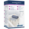 Drive Medical Bathroom Safety Shower Tub Bench Chair with Drainage Holes and Non-Slip Feet – Gray