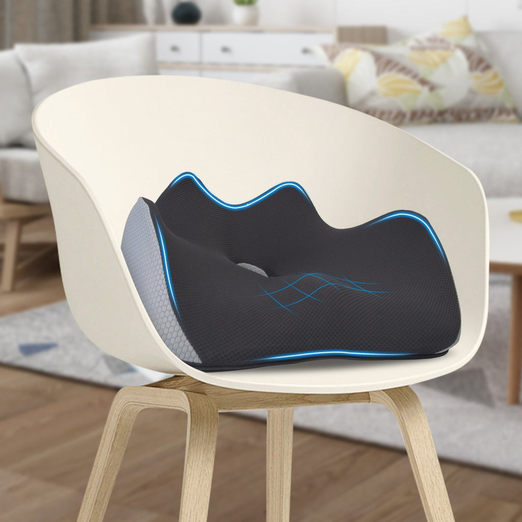 Memory Foam Seat Cushion Sciatica Pain Relief Cushion Pillow Seat Cushion with Machine Washable Cover for Home Office Car Wheelchair Airplane