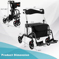 2-in-1 Adjustable Folding Handle Rollator Walker with Storage Space