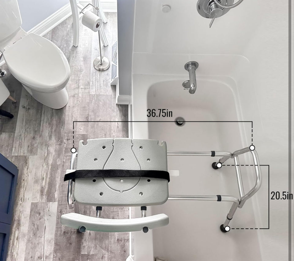 DMI Tub Transfer Bench and Shower Chair with Non-Slip Aluminum Frame – FSA Eligible, 400 lb Capacity