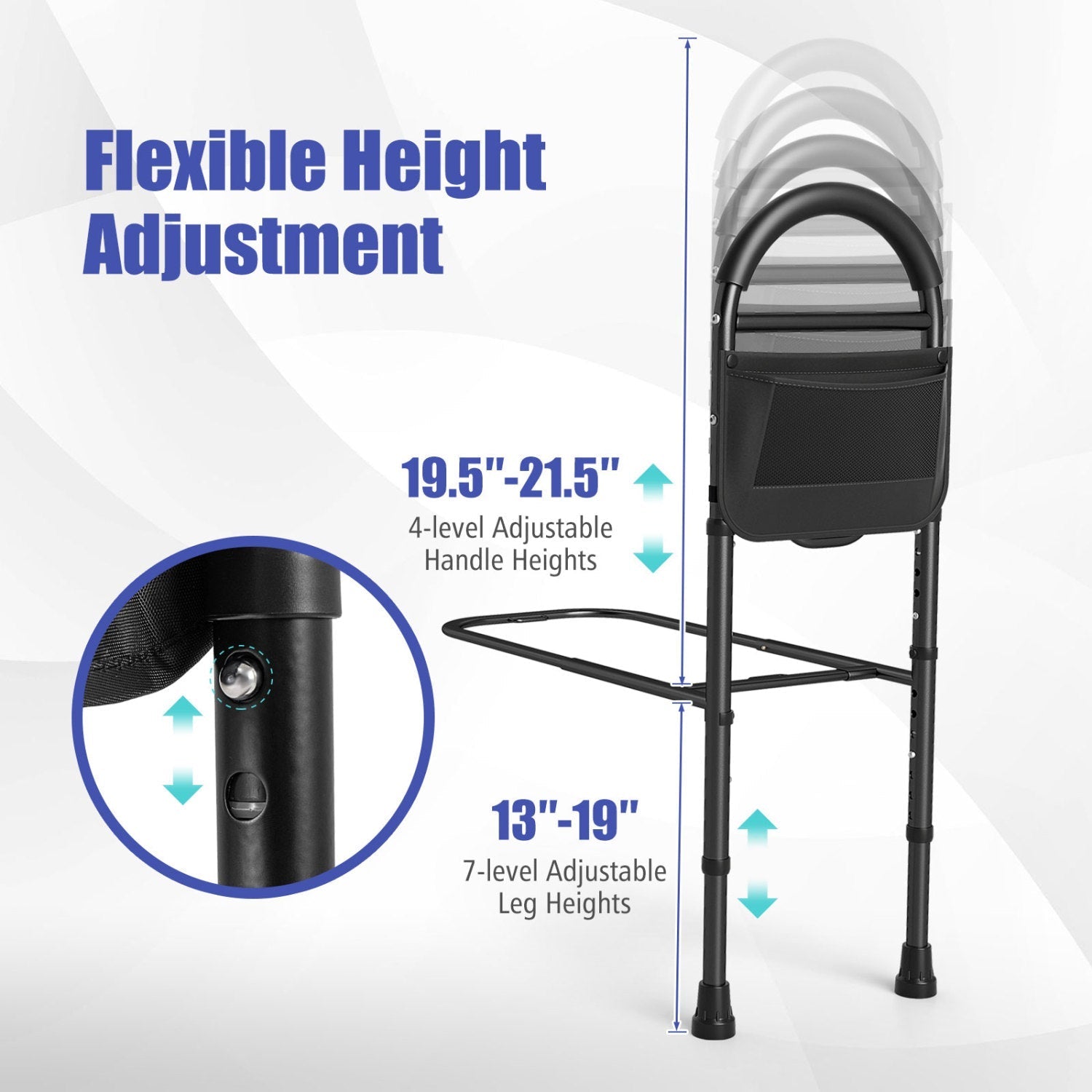 Bed Rails for Safety Height Adjustable Bed Assist Railings