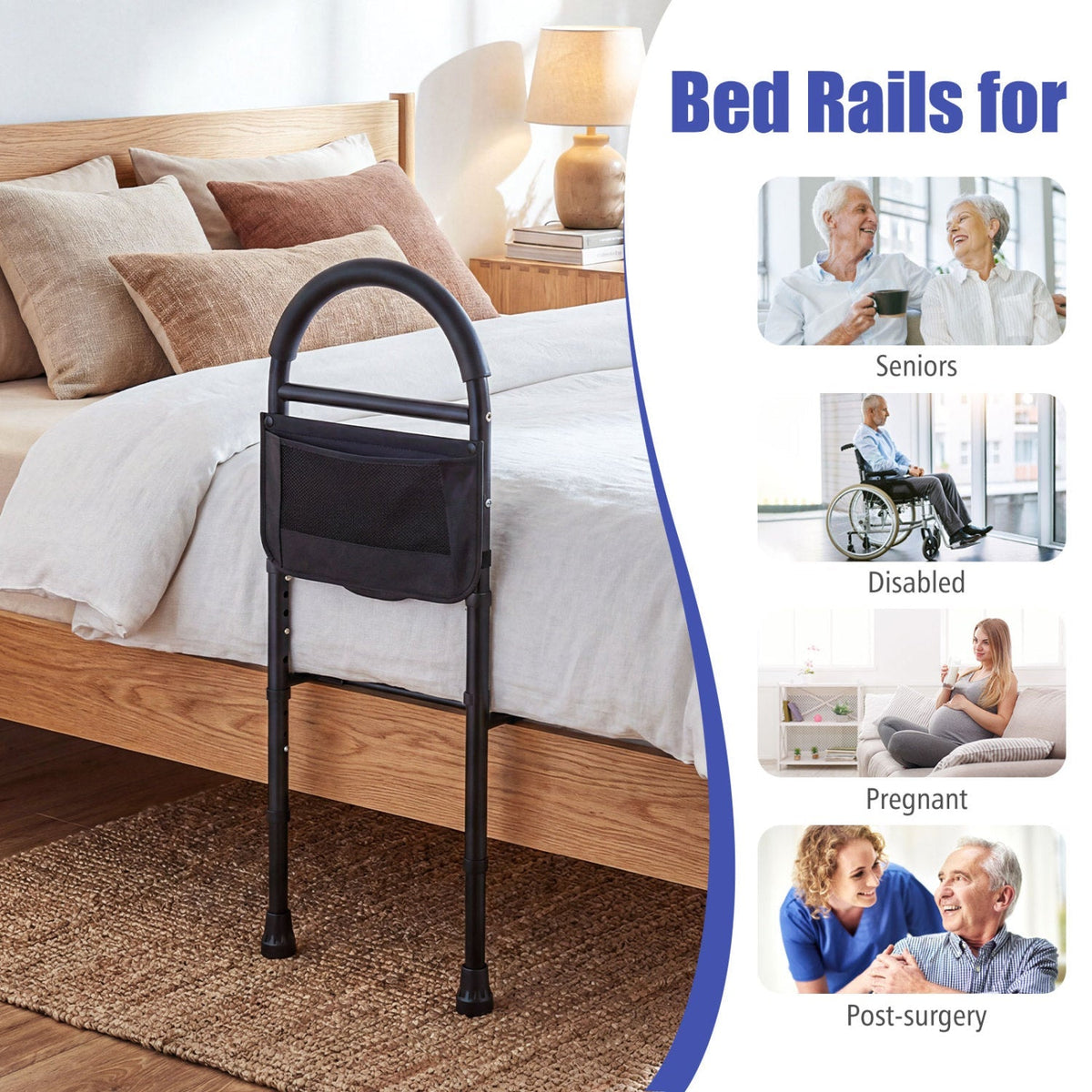 Bed Rails for Safety Height Adjustable Bed Assist Railings
