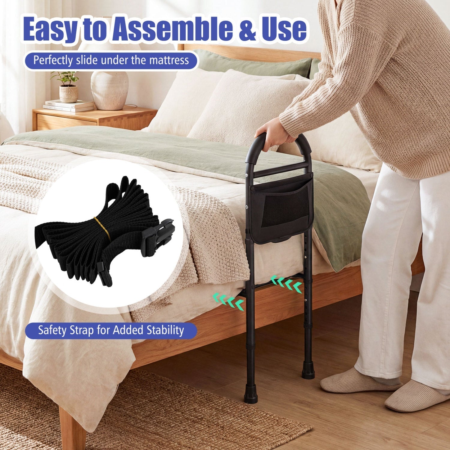 Bed Rails for Safety Height Adjustable Bed Assist Railings