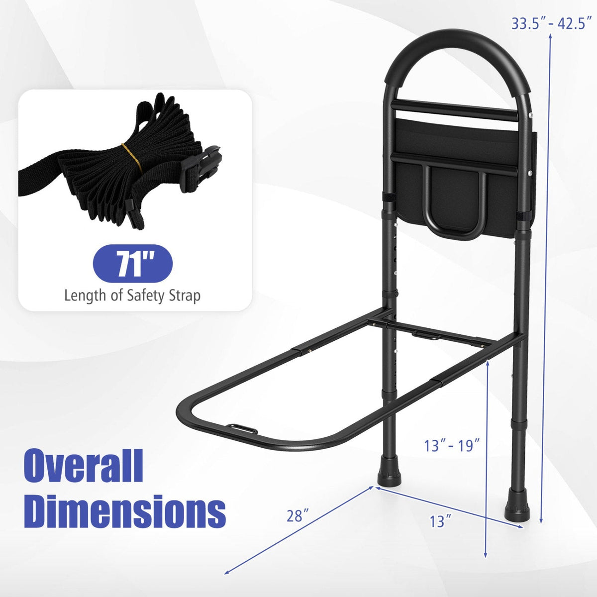 Bed Rails for Safety Height Adjustable Bed Assist Railings