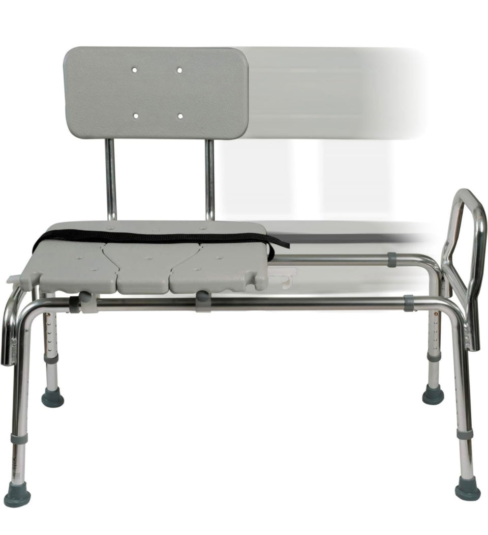 DMI Tub Transfer Bench and Shower Chair with Non-Slip Aluminum Frame – FSA Eligible, 400 lb Capacity