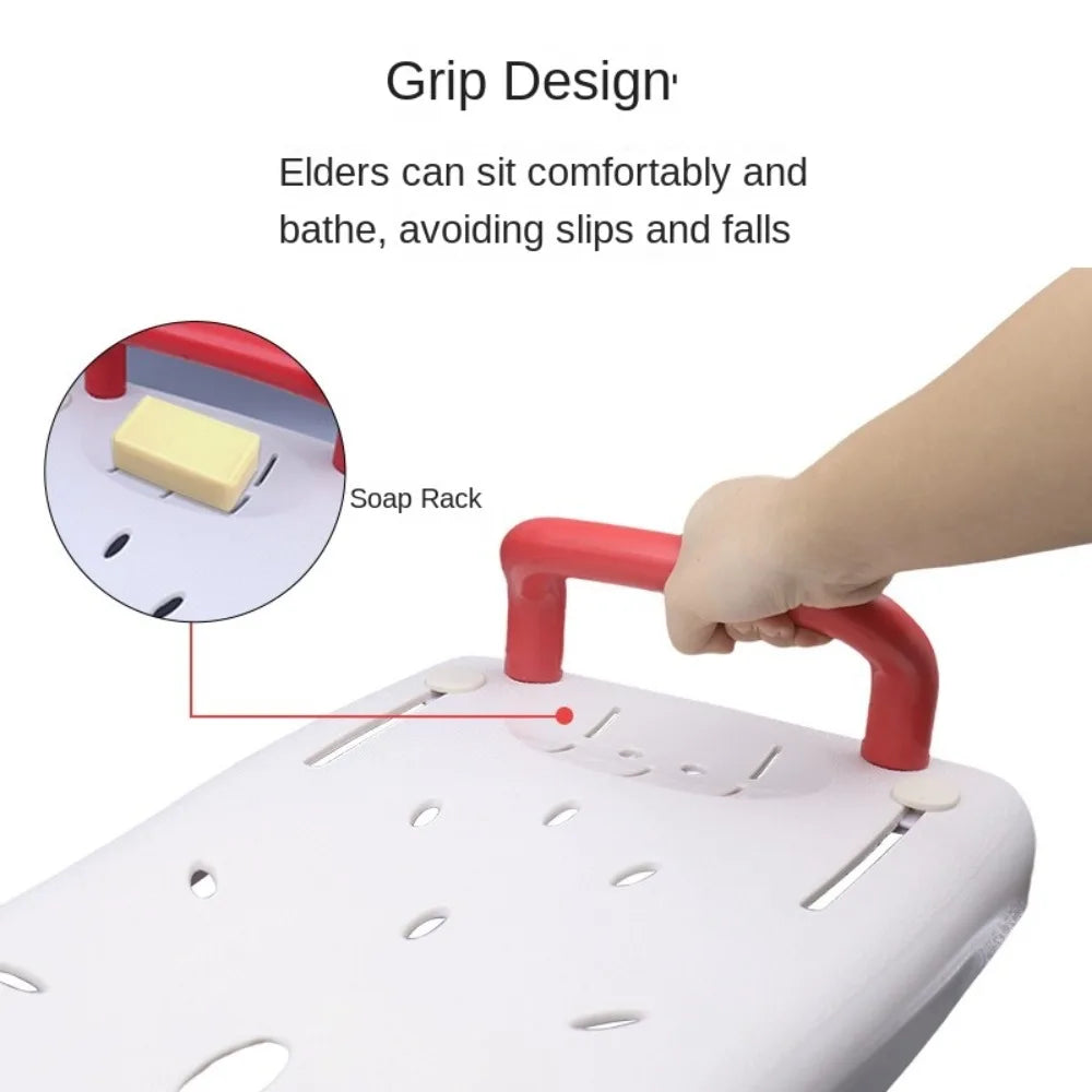Adjustable Bathtub Shower Bench with Handle and Non-Slip Surface