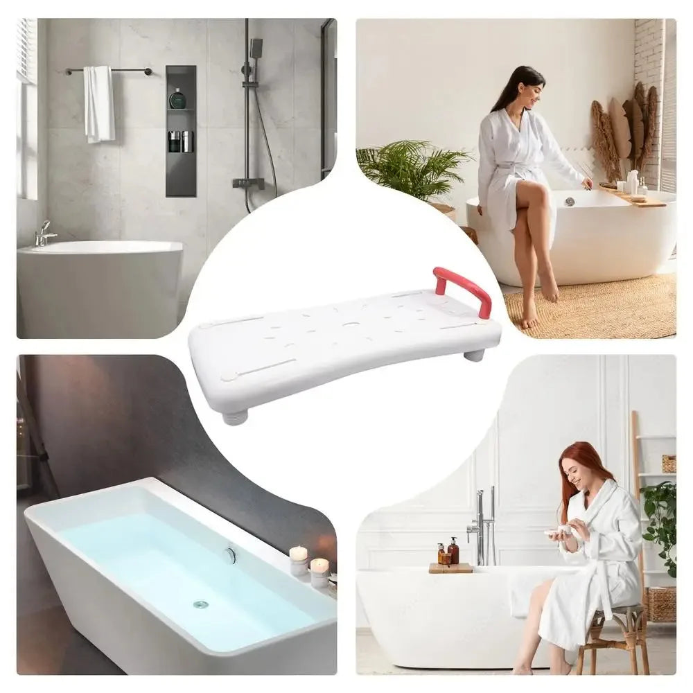 Adjustable Bathtub Shower Bench with Handle and Non-Slip Surface