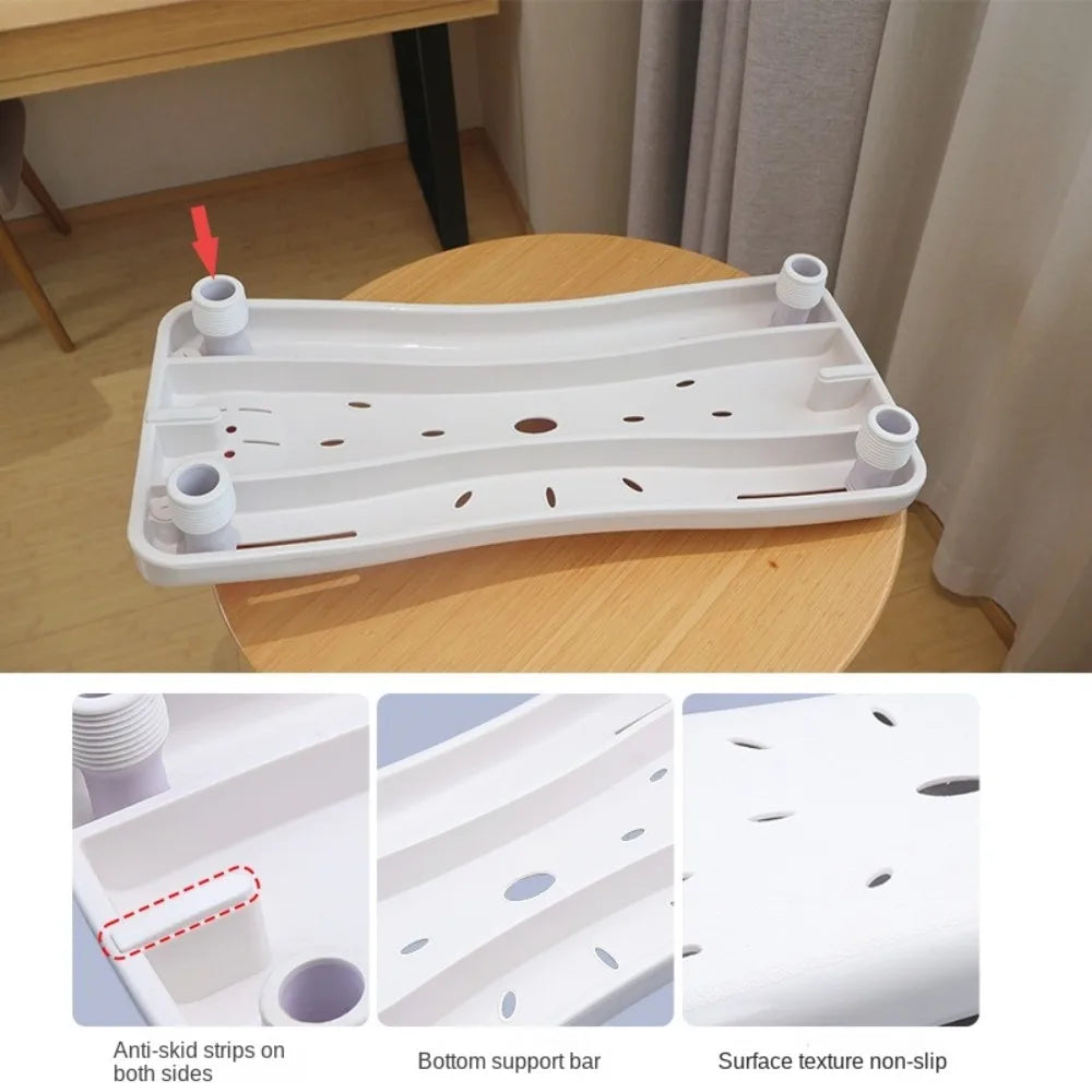 Adjustable Bathtub Shower Bench with Handle and Non-Slip Surface