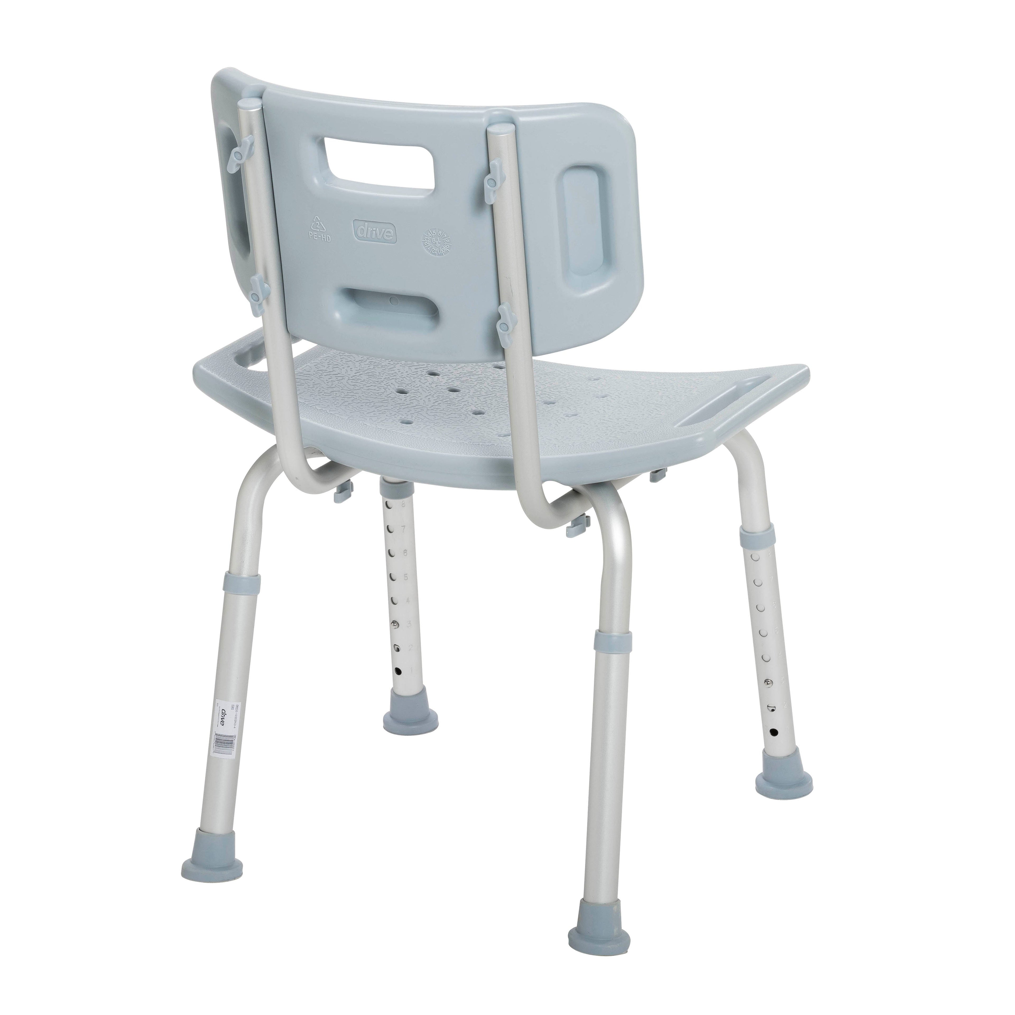 Drive Medical Bathroom Safety Shower Tub Bench Chair with Back – Gray, Model RTL12202KDR
