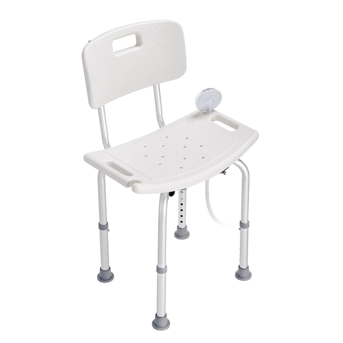 Shower Chair with Back, Adjustable Height, Non-Slip Feet, and Storage Bag – 350 lb Capacity
