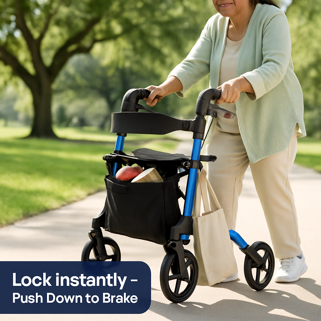 Rollator Walker with Seat and Backrest, Foldable