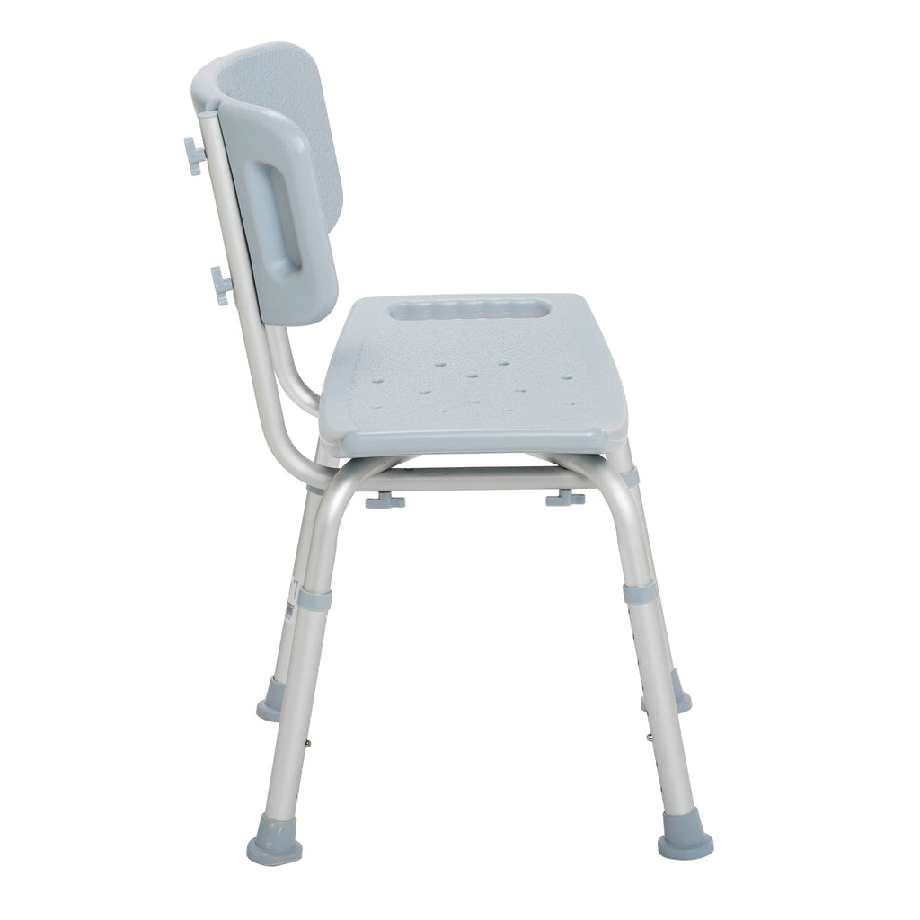 Drive Medical Bathroom Safety Shower Tub Bench Chair with Back – Gray, Model RTL12202KDR