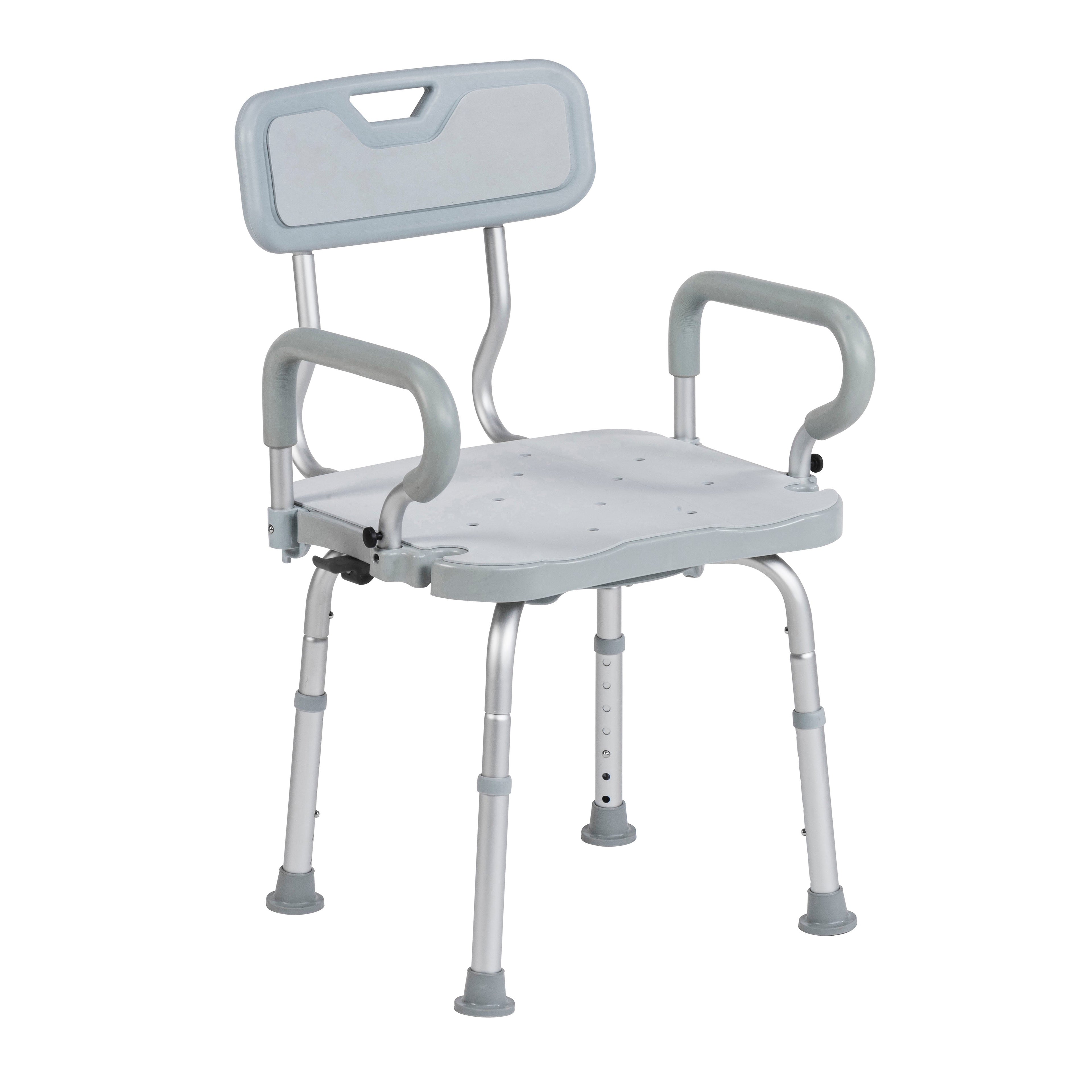 Drive PreserveTech 360° Swivel Bath Chair with Padded Armrests and Antimicrobial Protection – 350 lb, Model RTL12A001-GR