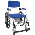 Self-Propelled Commode Shower Chair with Padded Seat and Flip-Up Arms