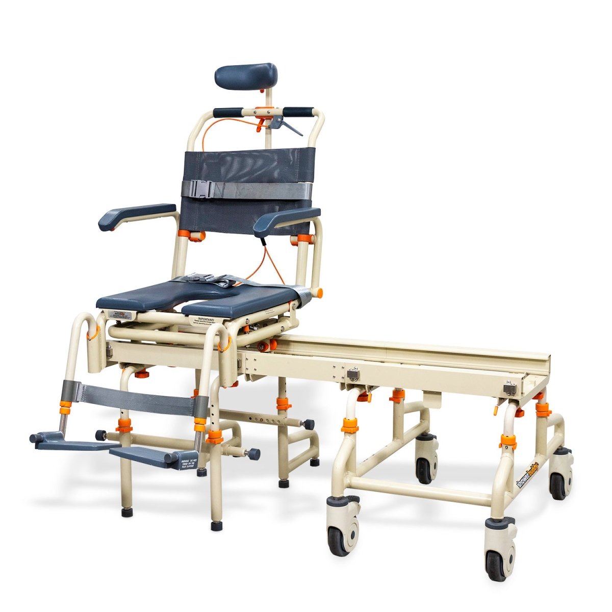 Tub Buddy Caregiver-Assisted Bathtub Transfer System with Rolling Base and Tilt – Commode Chair
