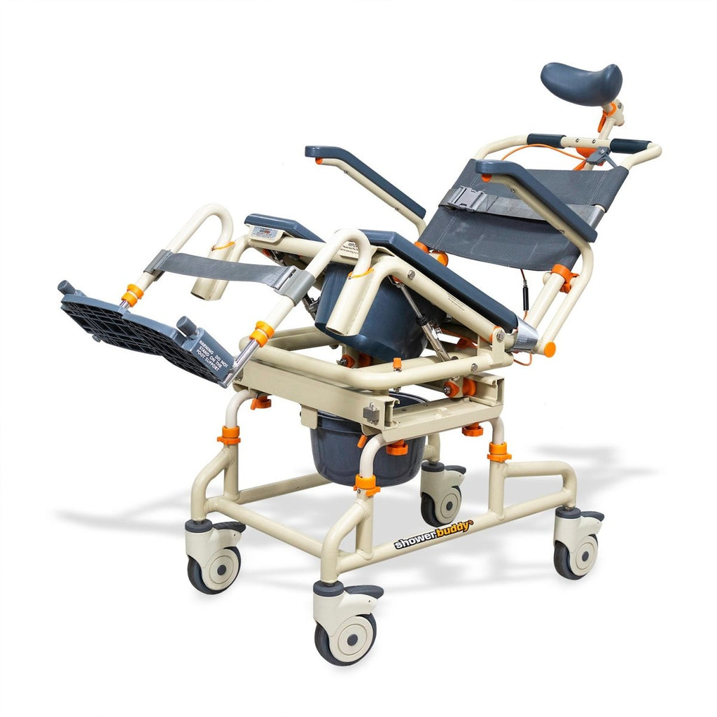 Tub Buddy Caregiver-Assisted Bathtub Transfer System with Rolling Base and Tilt – Commode Chair