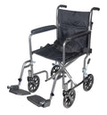 Steel Transport Wheelchair, Fixed Full Arms, 17" Seat